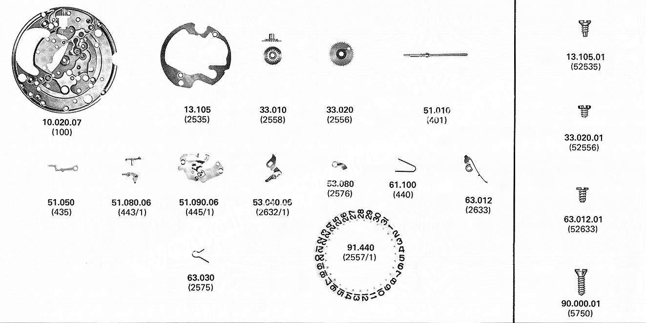 A Schild AS 2061 watch date parts