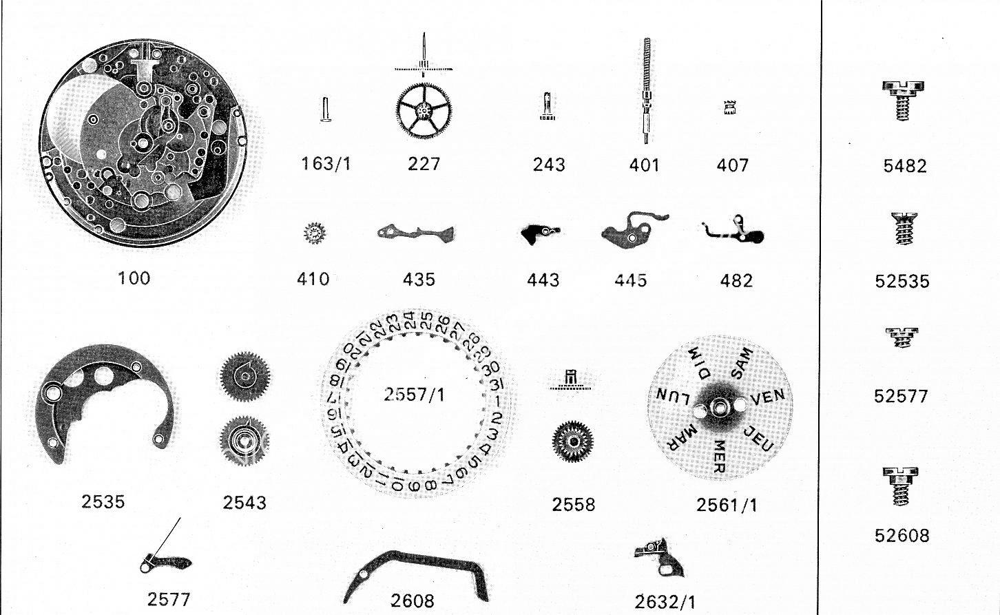 Favre leuba FL 1134 watch date parts