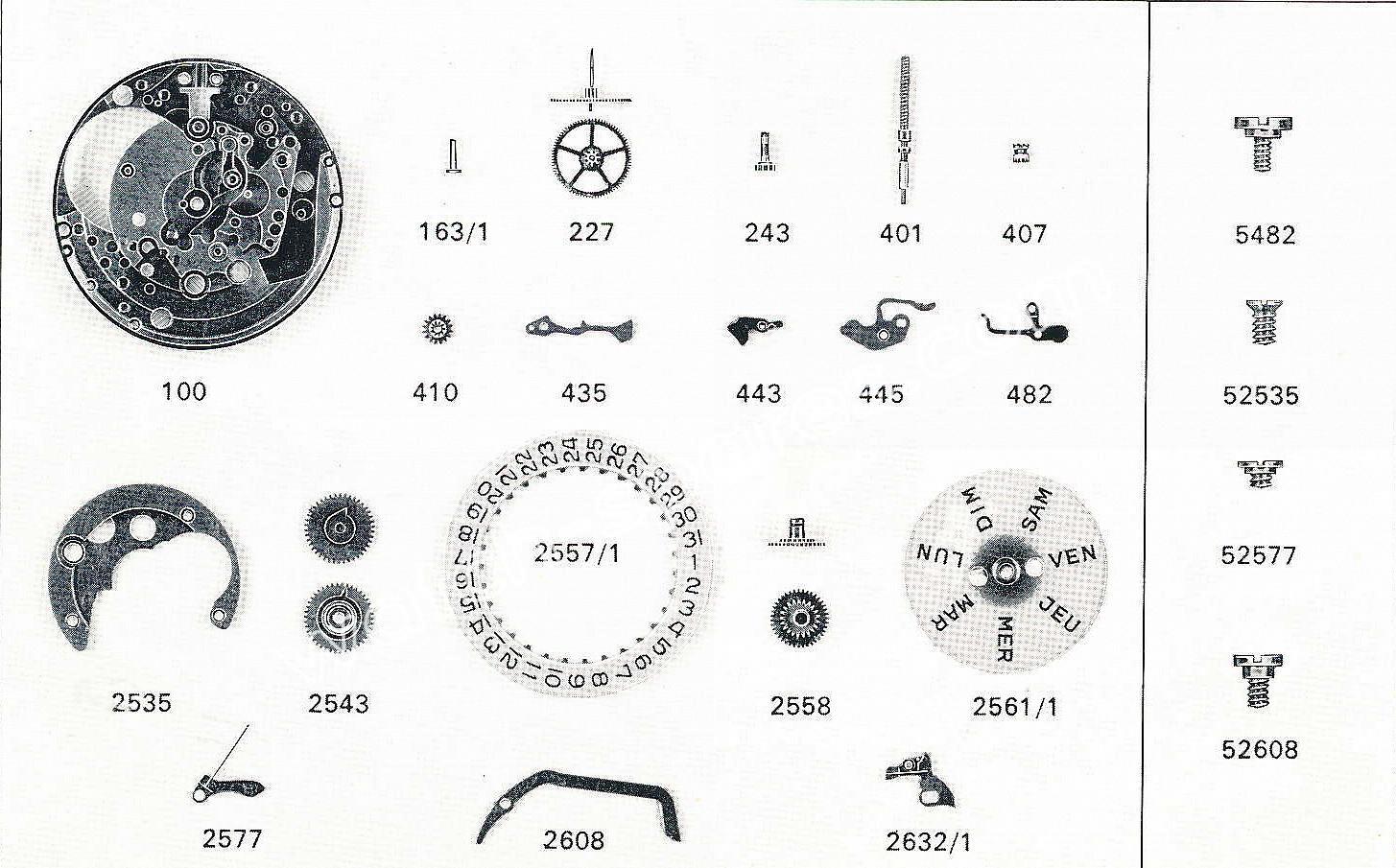 Favre leuba FL 1164 watch date parts
