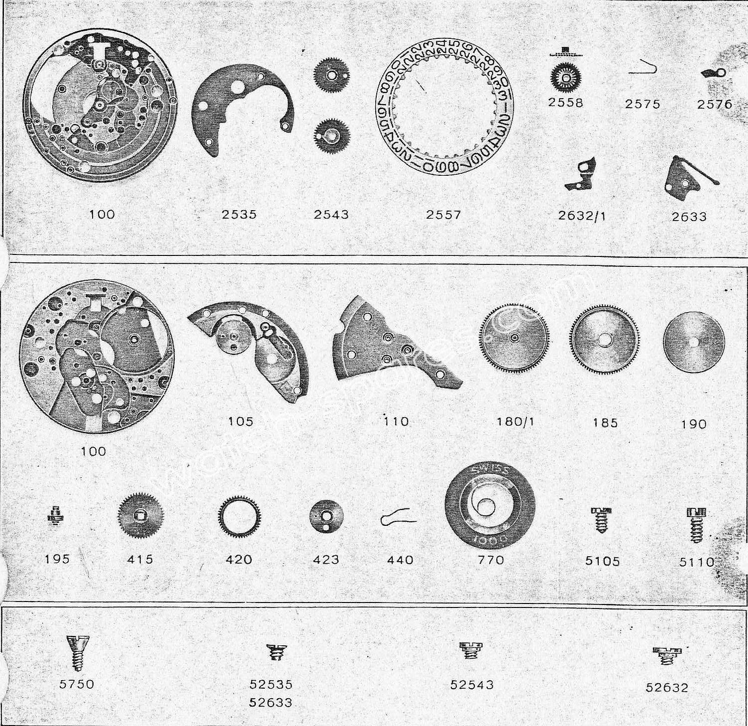 Zodiac 68 watch date parts