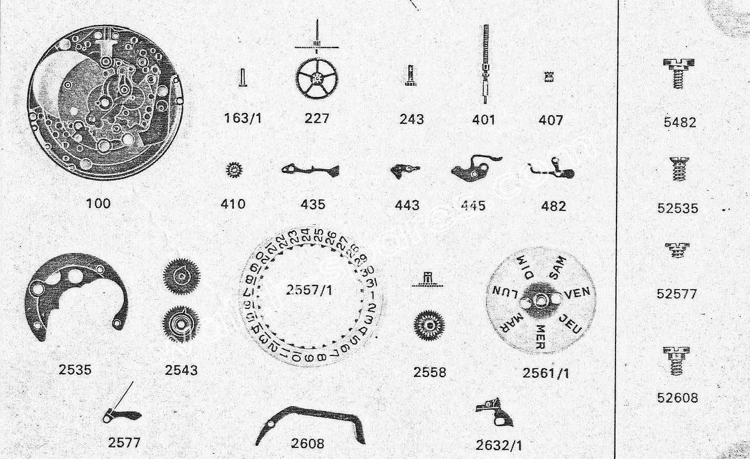Zodiac 76 watch date parts