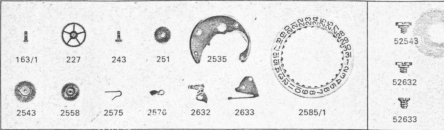 Zodiac 78 watch date parts