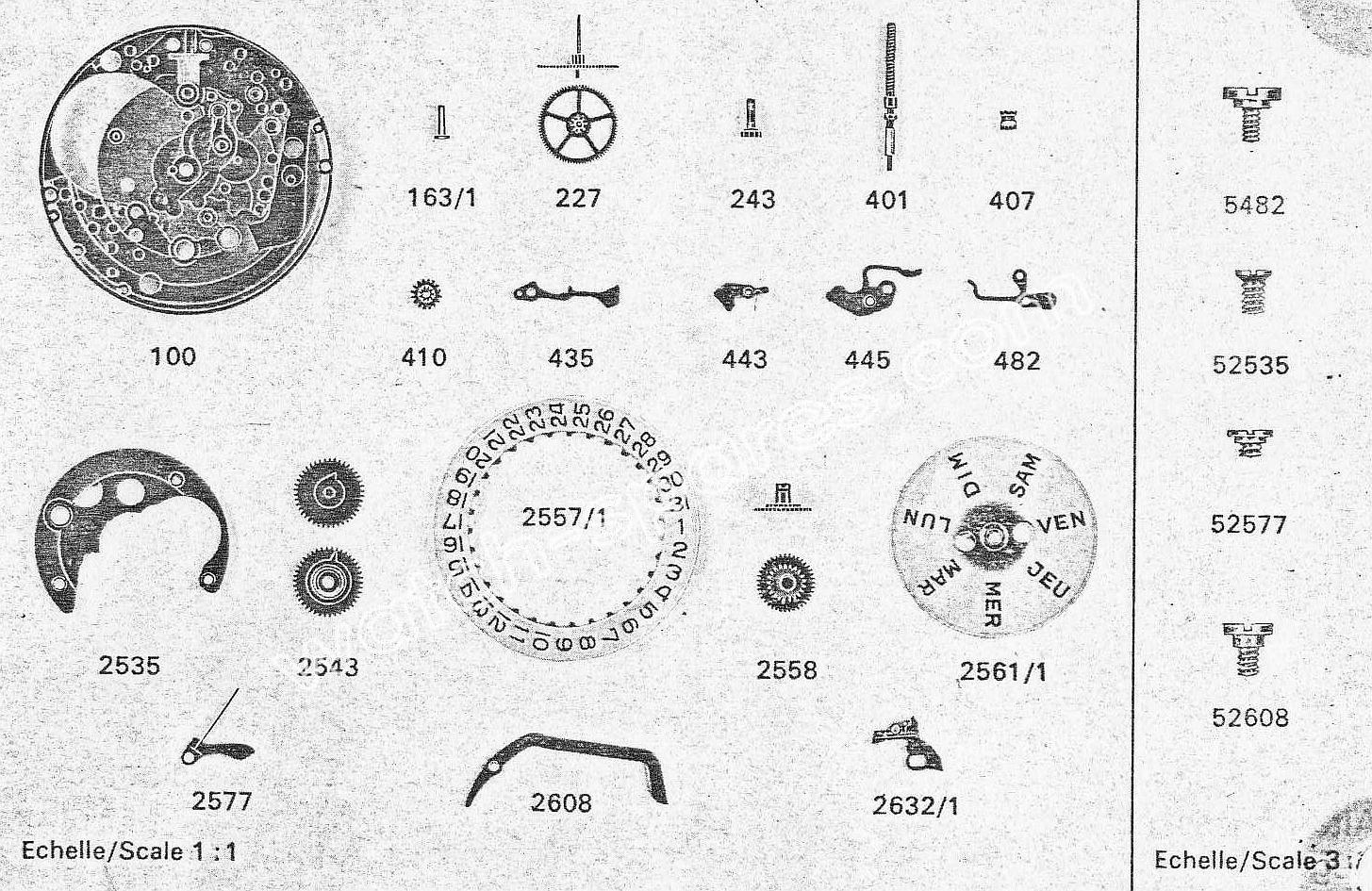 Zodiac 86 watch date parts