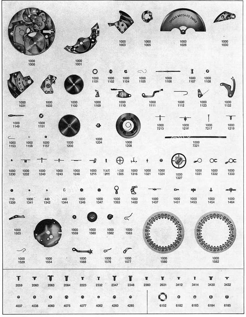 Omega 1002 watch parts