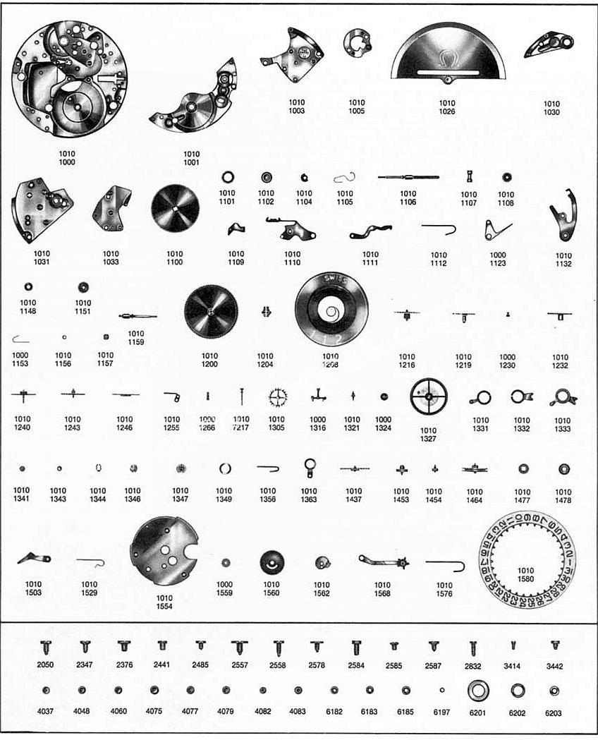 Omega 1010 watch parts