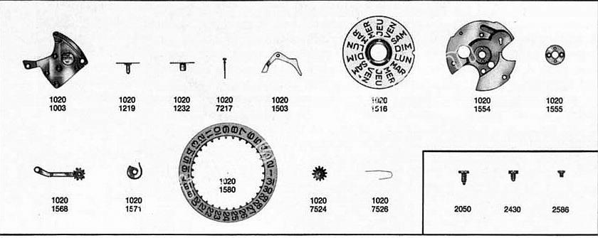 Omega 1020 watch date parts