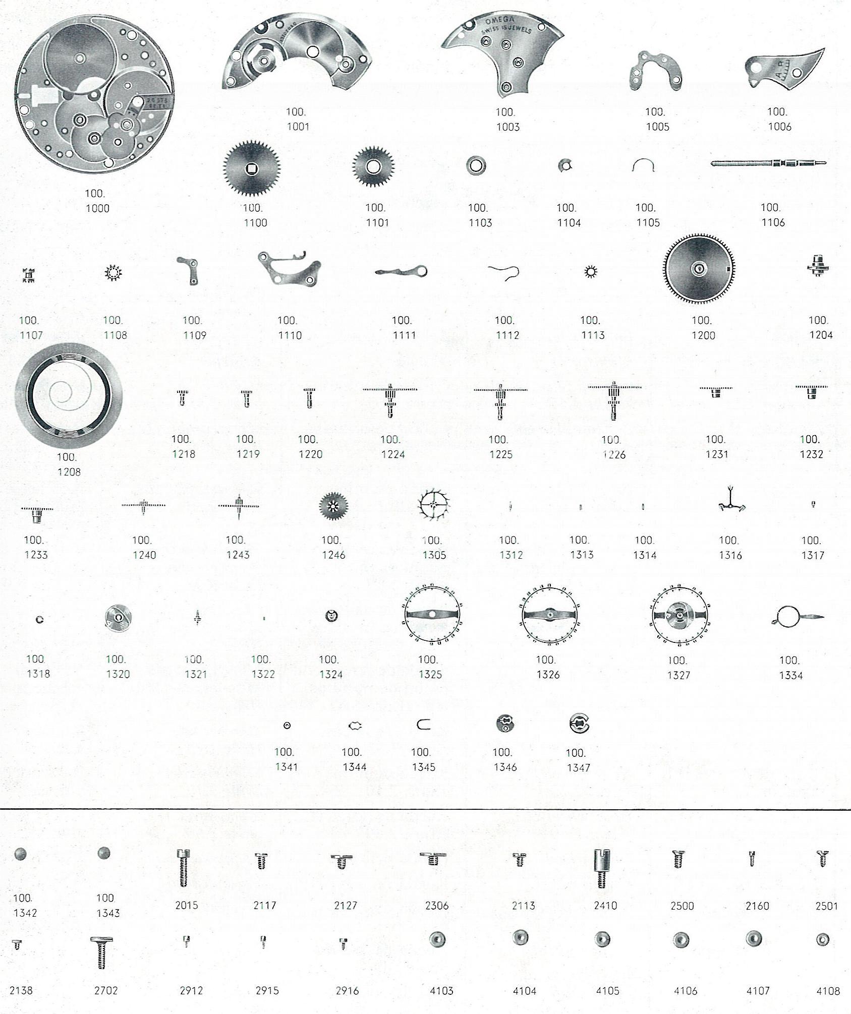 Omega 100 watch parts