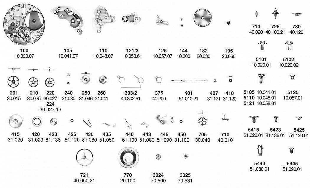 Omega 651 watch parts