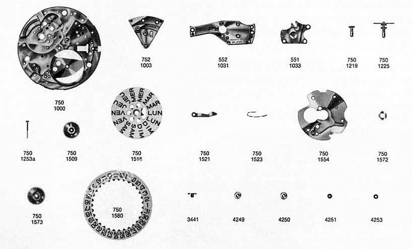 Omega 751 watch date parts