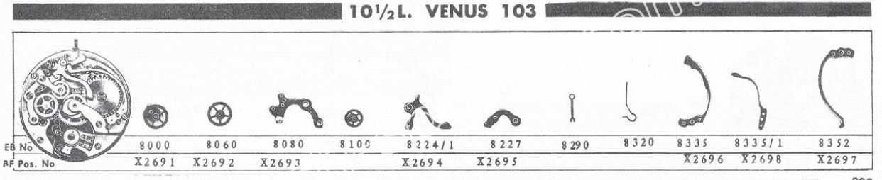 Venus 103 watch movements