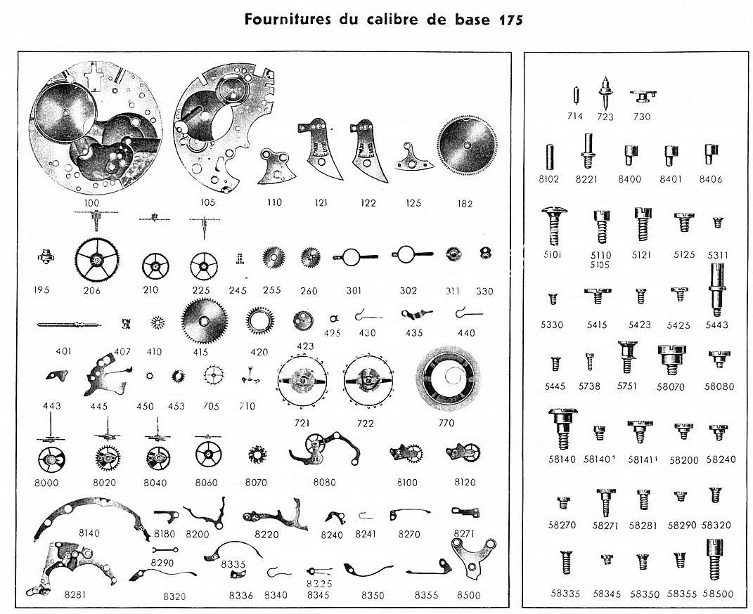 Venus, à l’origine des mouvements des chronographes russes et chinois. - Page 2 Venus-175-watch-chronograph-spare-parts