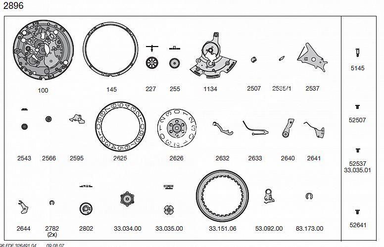 ETA 2896 watch date spare parts