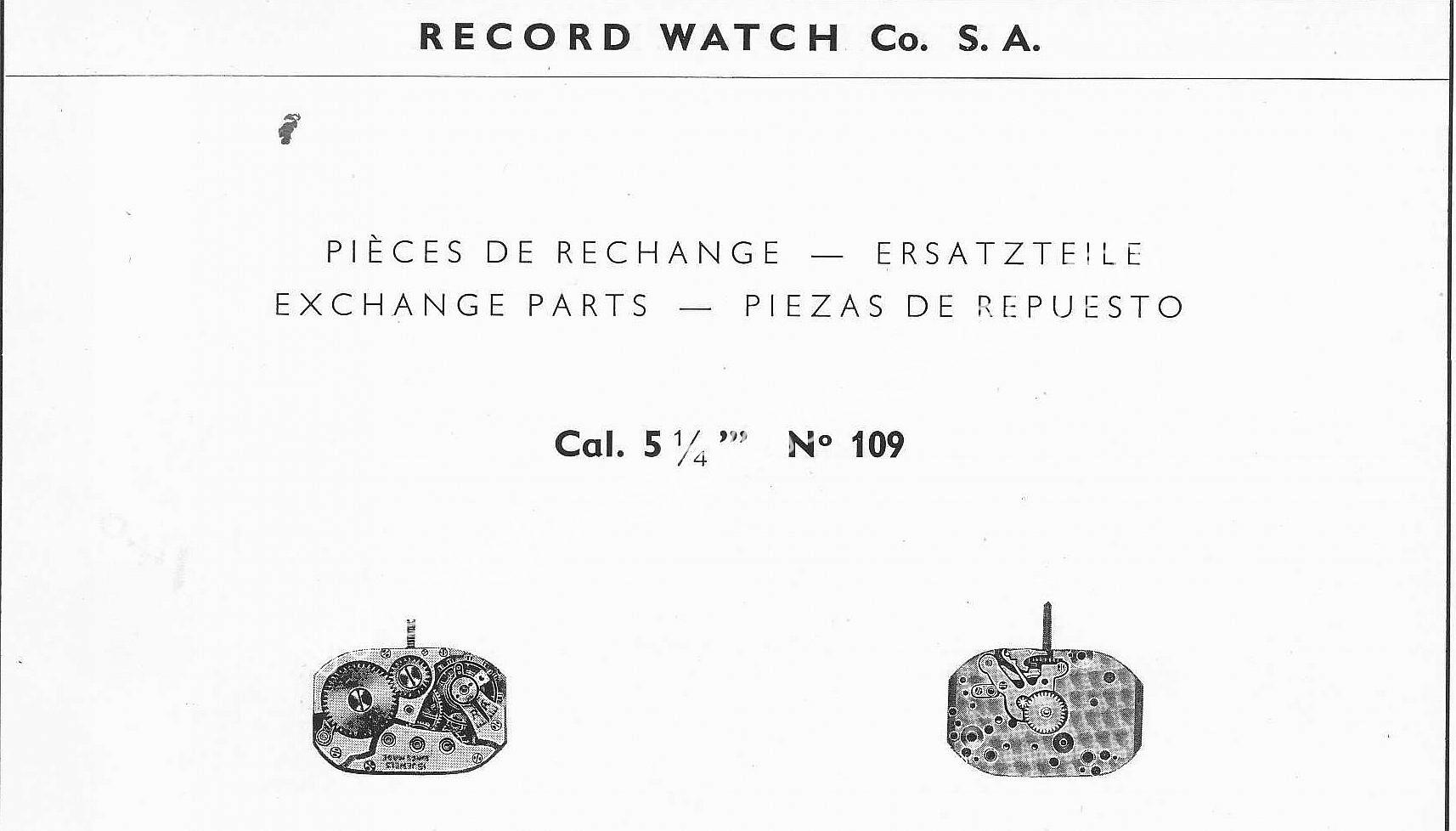 Record 109 watch movements