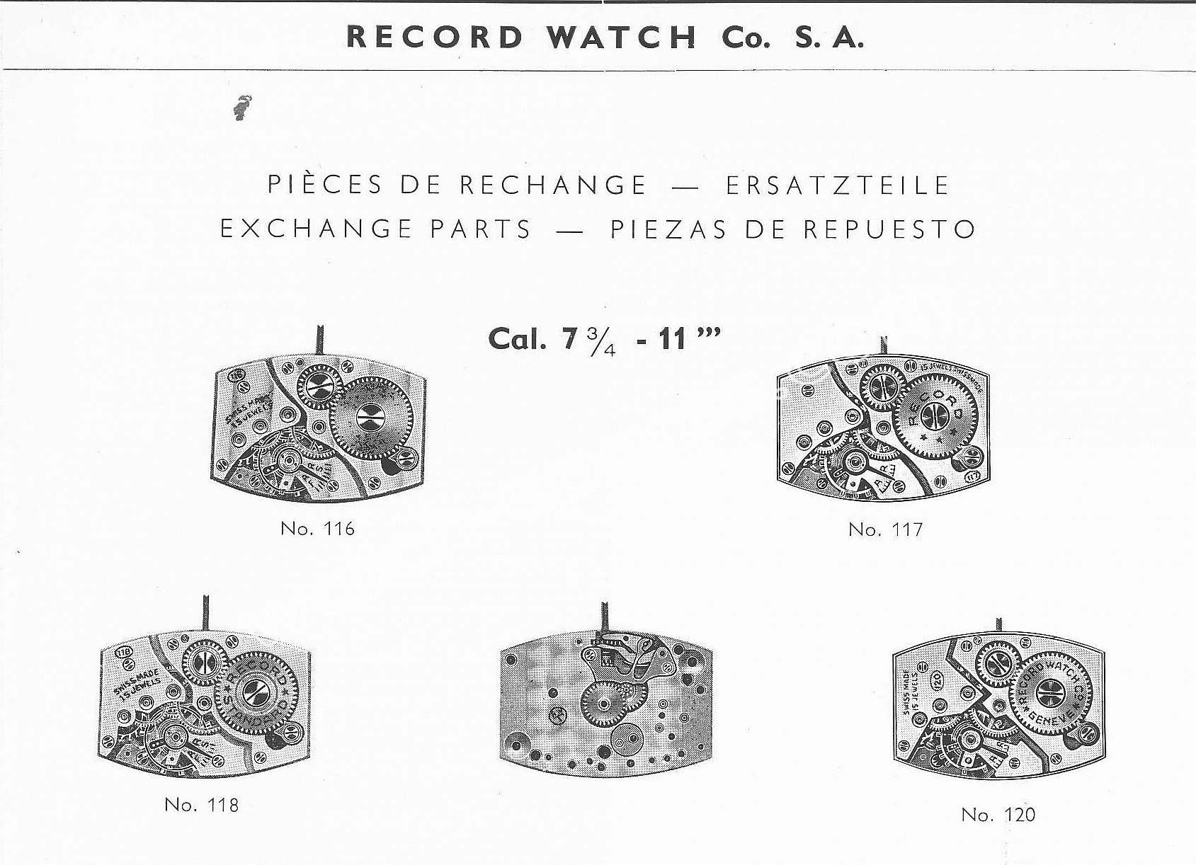 Record 116 watch movements