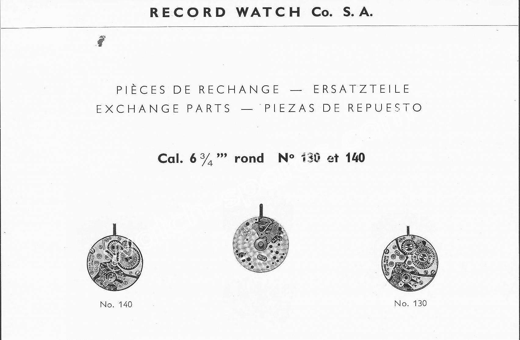 Record 130 watch movements