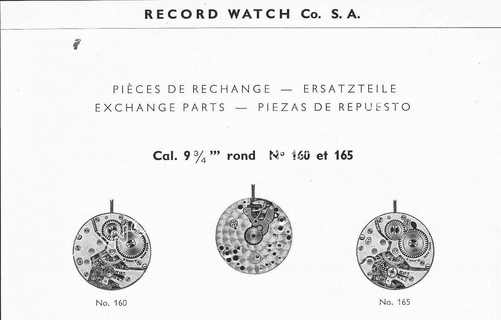 Record 160 watch movements