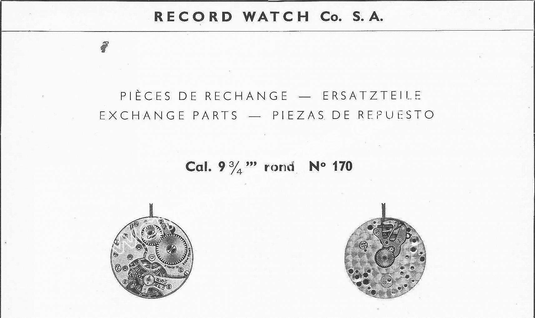 Record 170 watch movements