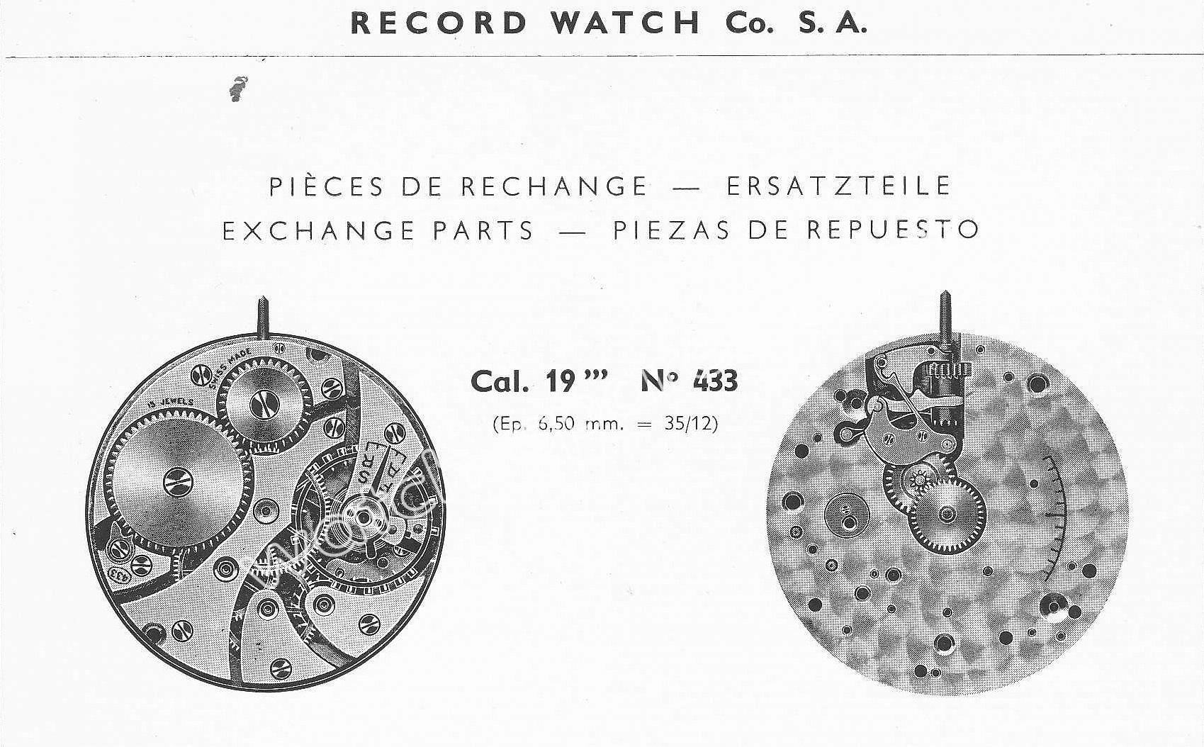 Record 433 watch movements
