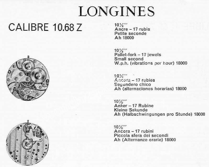Longines 10.68Z watch movements