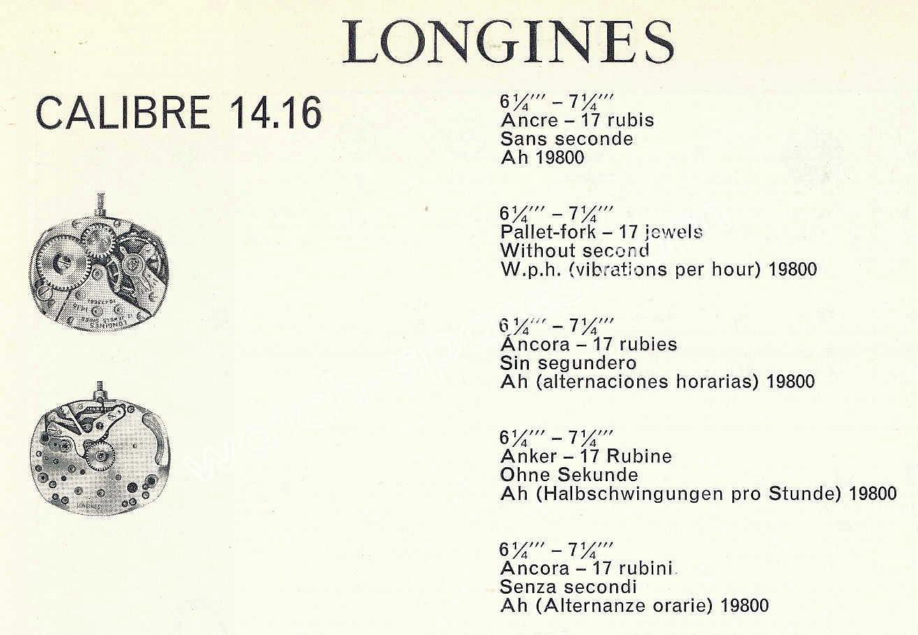 Longines 14.162 watch movements