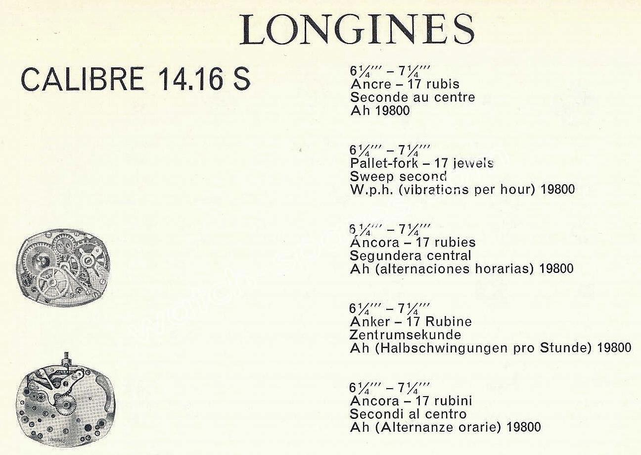 Longines 14.16S watch movements