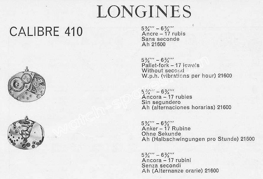 Longines 410 watch movements
